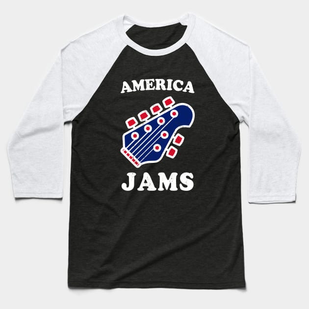 America Jams Electric Guitar Baseball T-Shirt by Electrovista